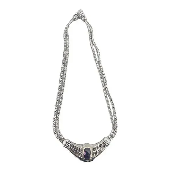 Vintage T J 2-tone Purple Gem Cubic Zirconia Renaissance Revival 16 Necklace